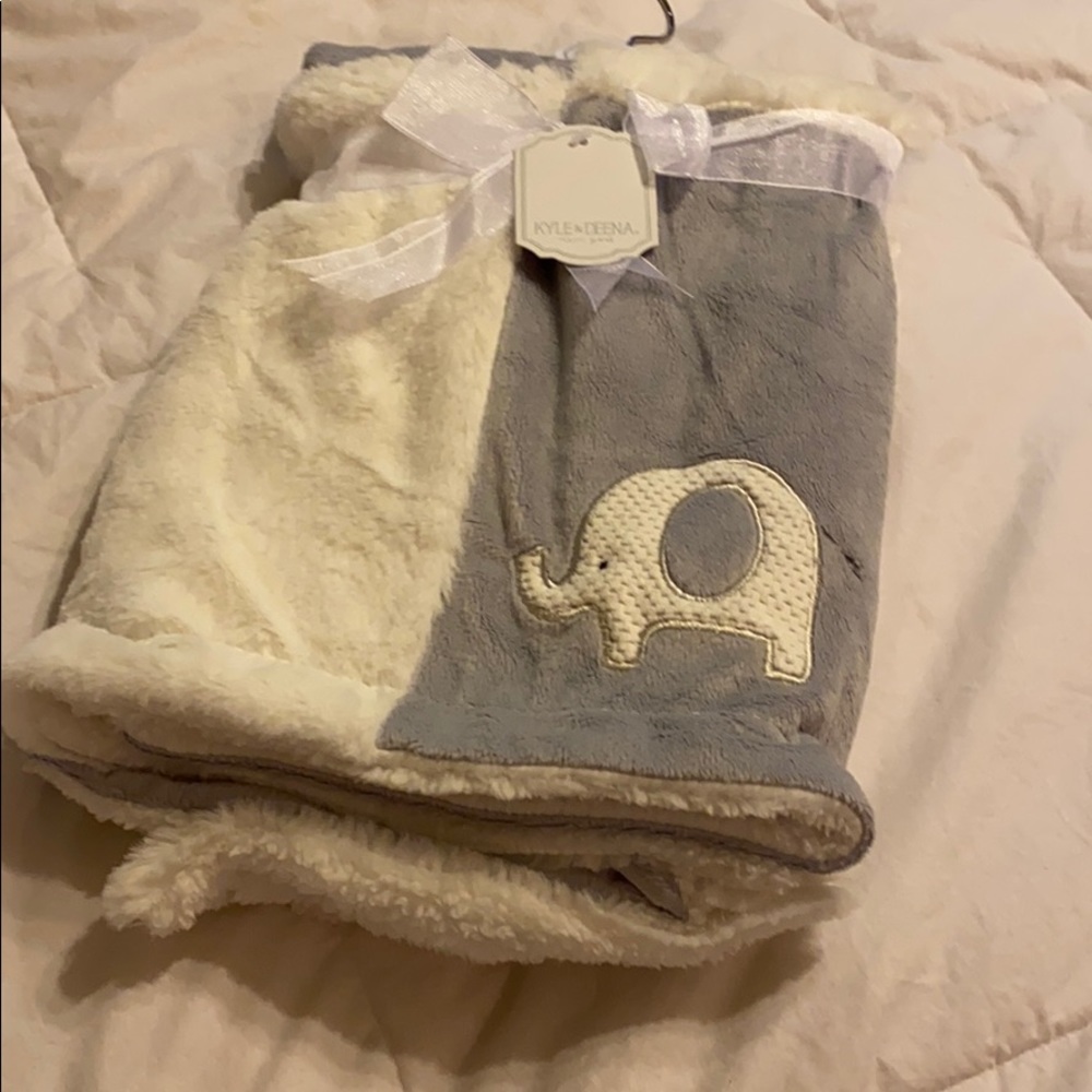 Kyle and Deena Elephant Patch Minky baby Blanket